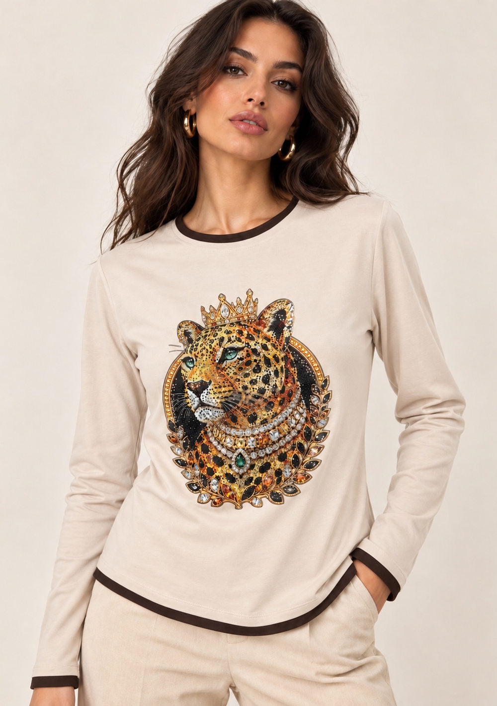 T-Shirt Bicolore con Stampa