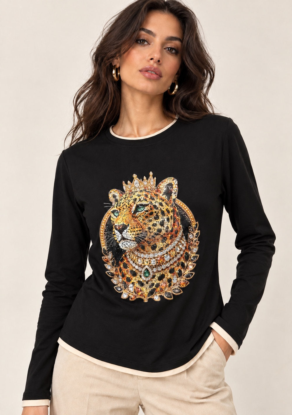 T-Shirt Bicolore con Stampa