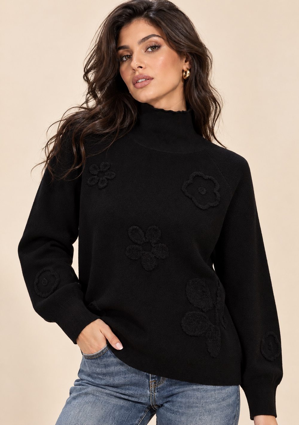 Maglia Lupetto con Fiori