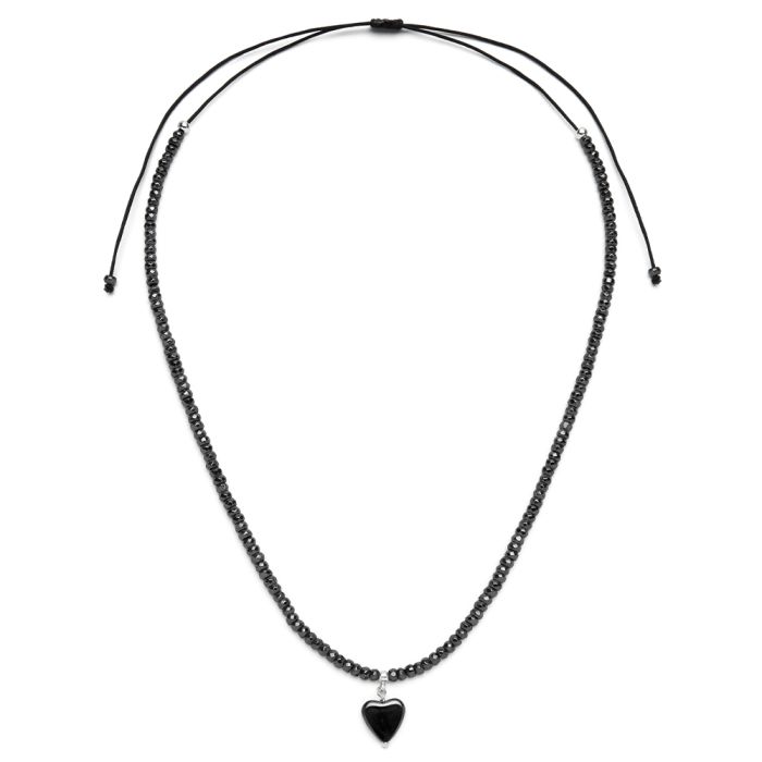 COLLANA REGOLABILE CUORE PENDENTE  (FILO NERO)