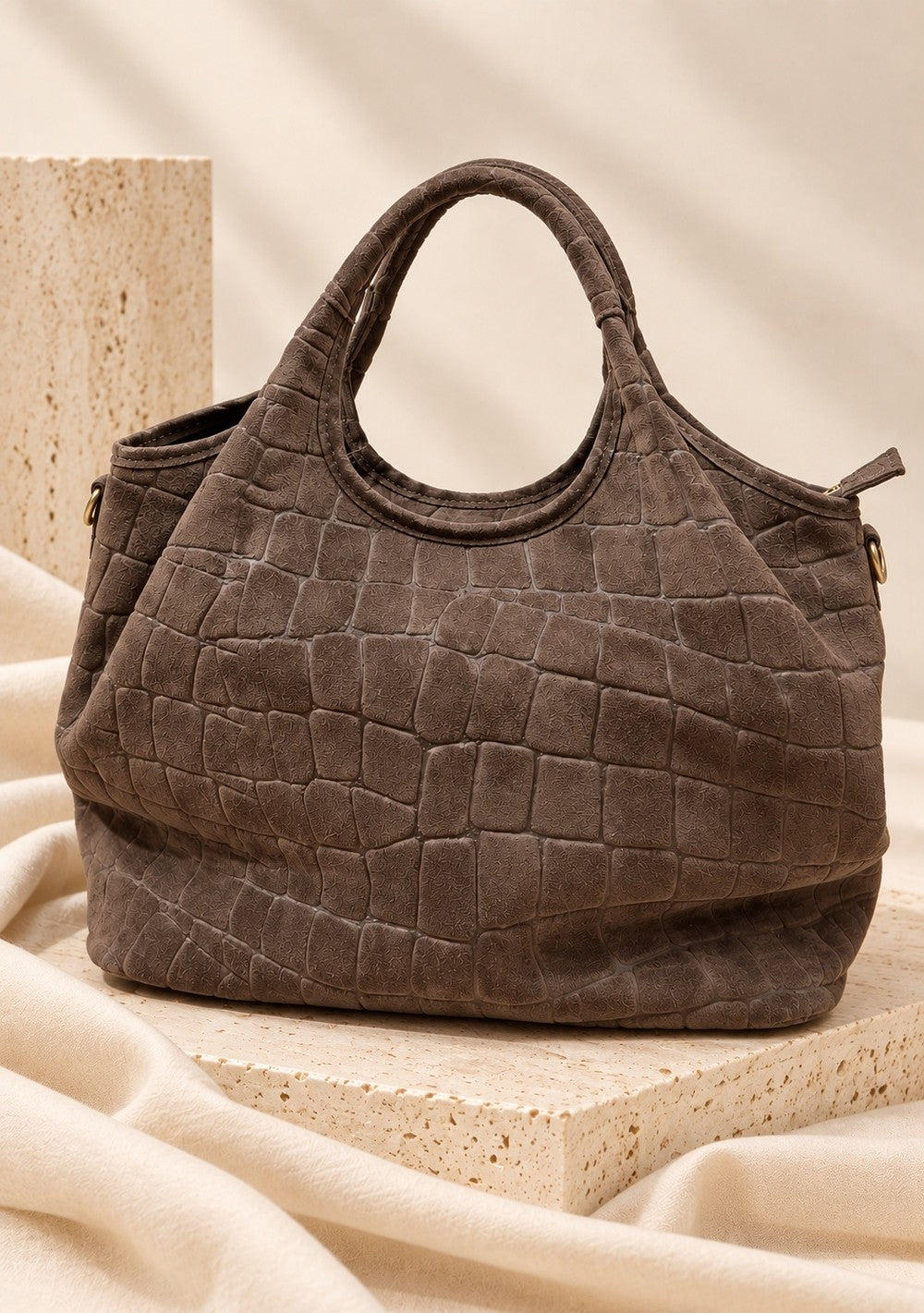 Borsa Hobo Scamosciata Effetto Cocco