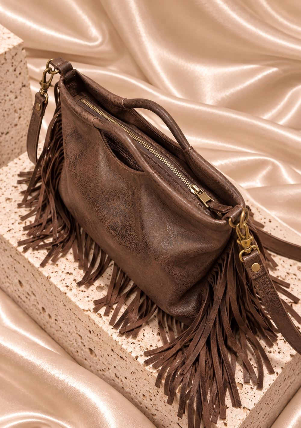 Borsa Hobo con Frange