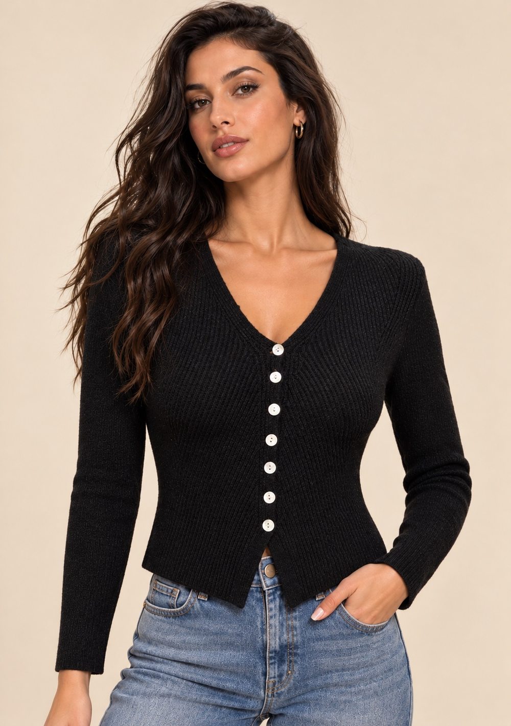 Cardigan a Coste 7 Bottoni