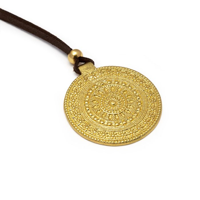 PENDENTE PLACCA DESIGN - FILO SUEDE MARRONE