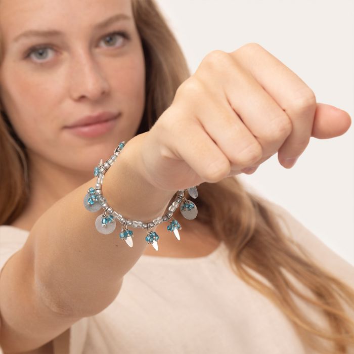BRACCIALE ELASTICO MONETE PERLINE