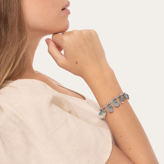 BRACCIALE ELASTICO MONETE PERLINE