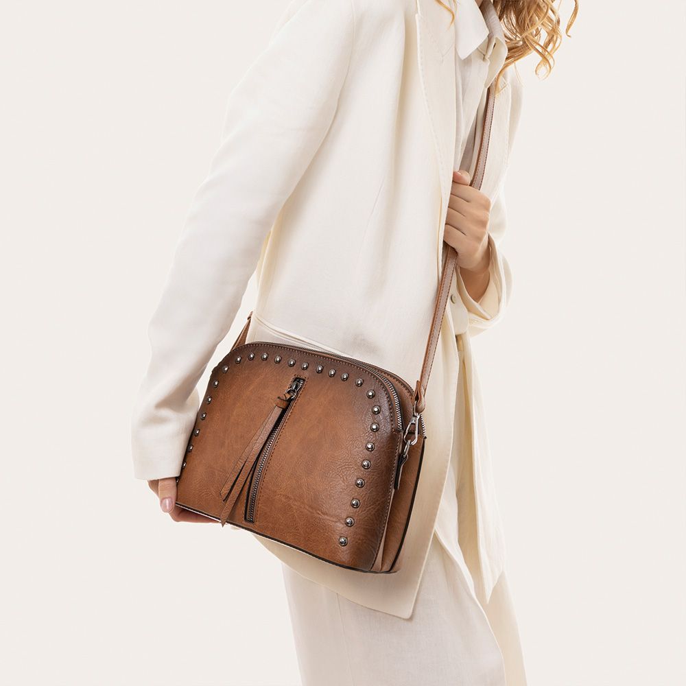 STUDS BOWLING BAG BROWN