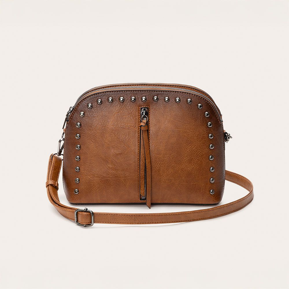 STUDS BOWLING BAG BROWN