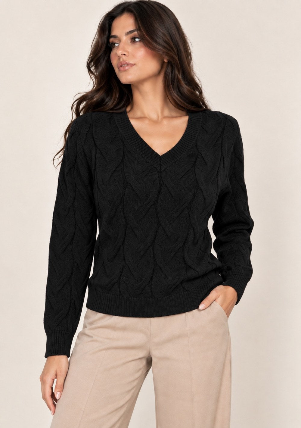 Maglia con Trecce Scollo a V