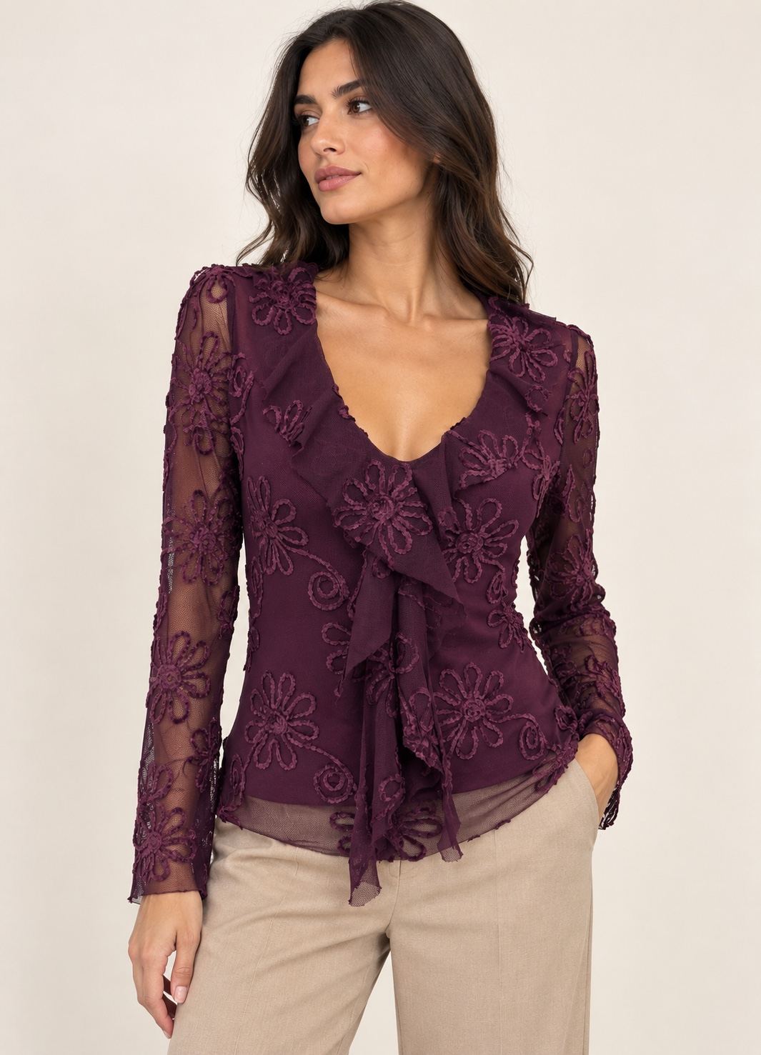 Maglia in Tulle con Rouches