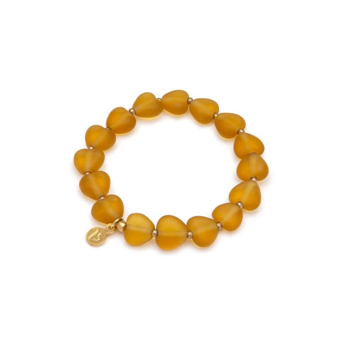 BRACCIALE ELASTICO CUORI MEDI - AMBRA CHIARO