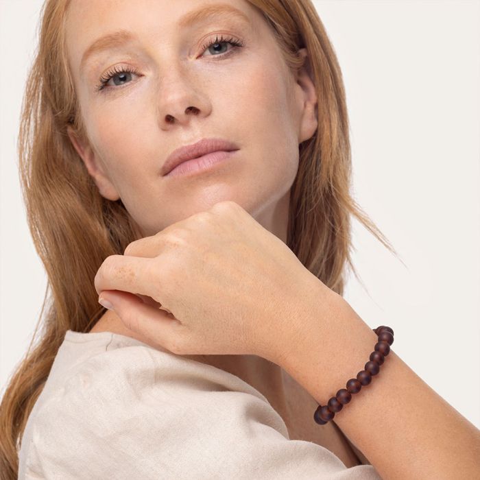 BRACCIALE ELASTICO PERLE - AMBRA SCURO