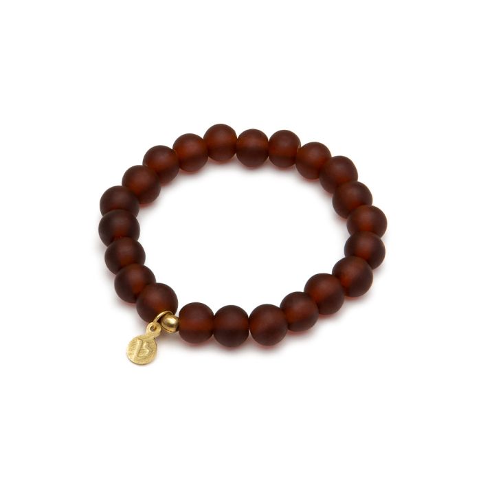 BRACCIALE ELASTICO PERLE - AMBRA SCURO