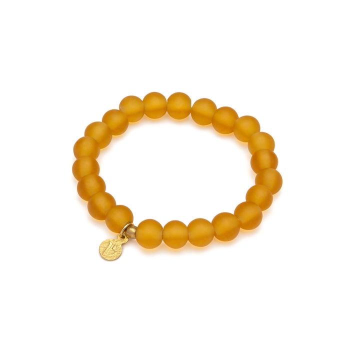 BRACCIALE ELASTICO PERLE - AMBRA CHIARO