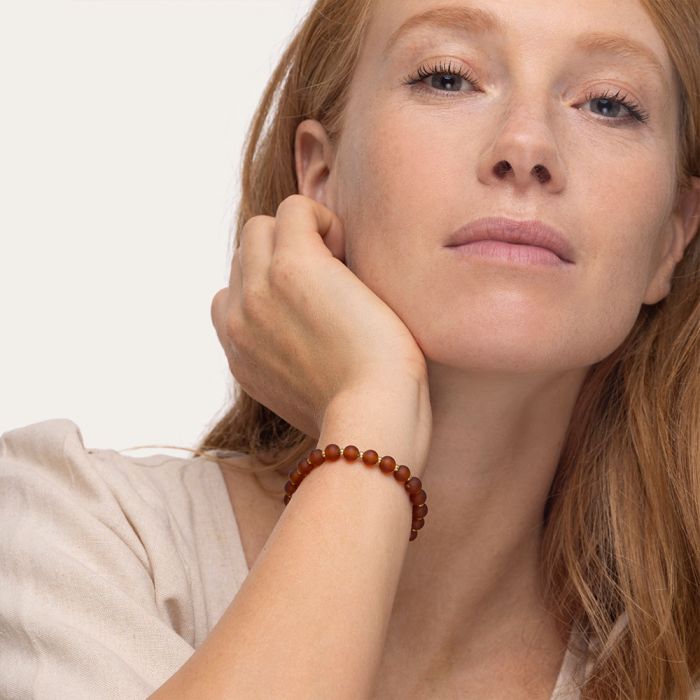 BRACCIALE ELASTICO PERLE MEDIE - AMBRA SCURO