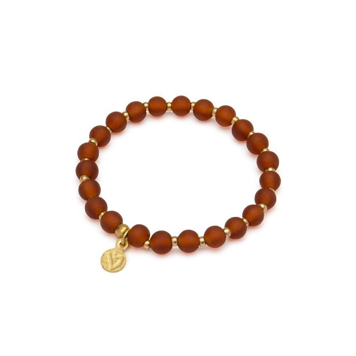 BRACCIALE ELASTICO PERLE MEDIE - AMBRA SCURO