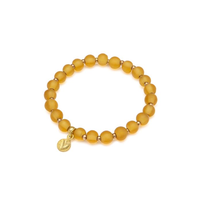 BRACCIALE ELASTICO PERLE MEDIE - AMBRA CHIARO