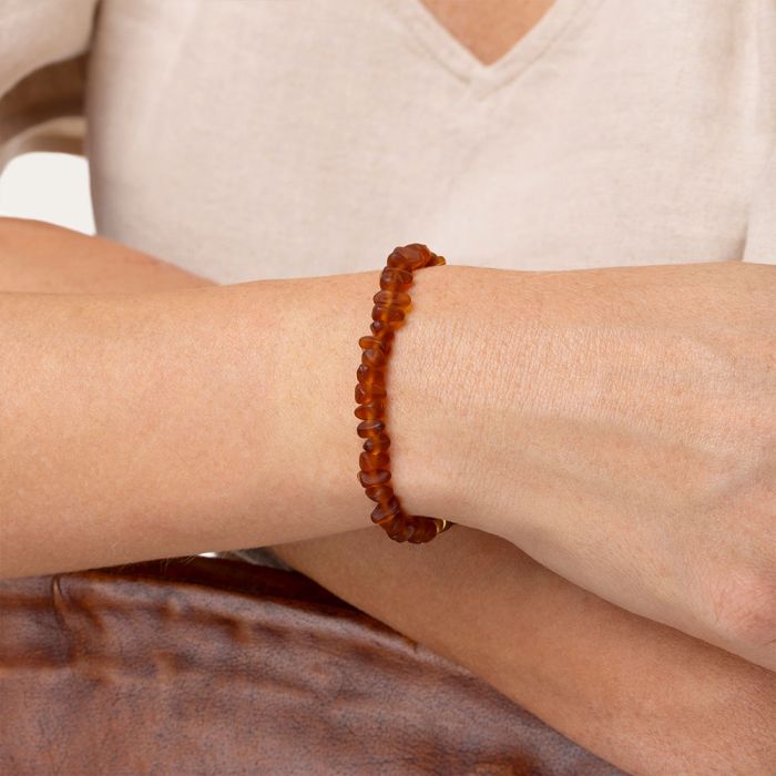 BRACCIALE ELASTICO PERLE IRREGOLARI - AMBRA SCURO