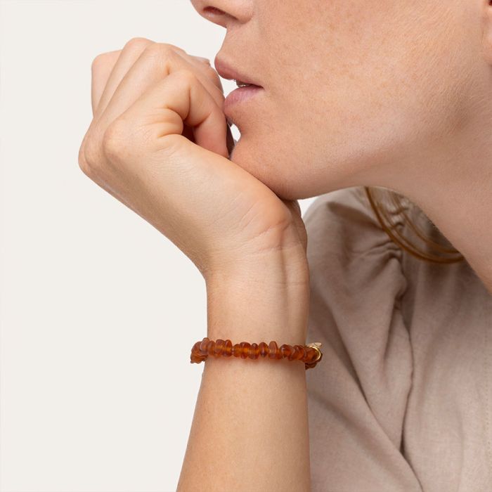 BRACCIALE ELASTICO PERLE IRREGOLARI - AMBRA SCURO
