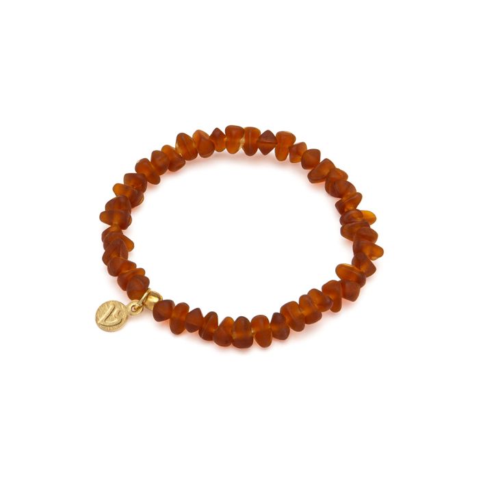 BRACCIALE ELASTICO PERLE IRREGOLARI - AMBRA SCURO