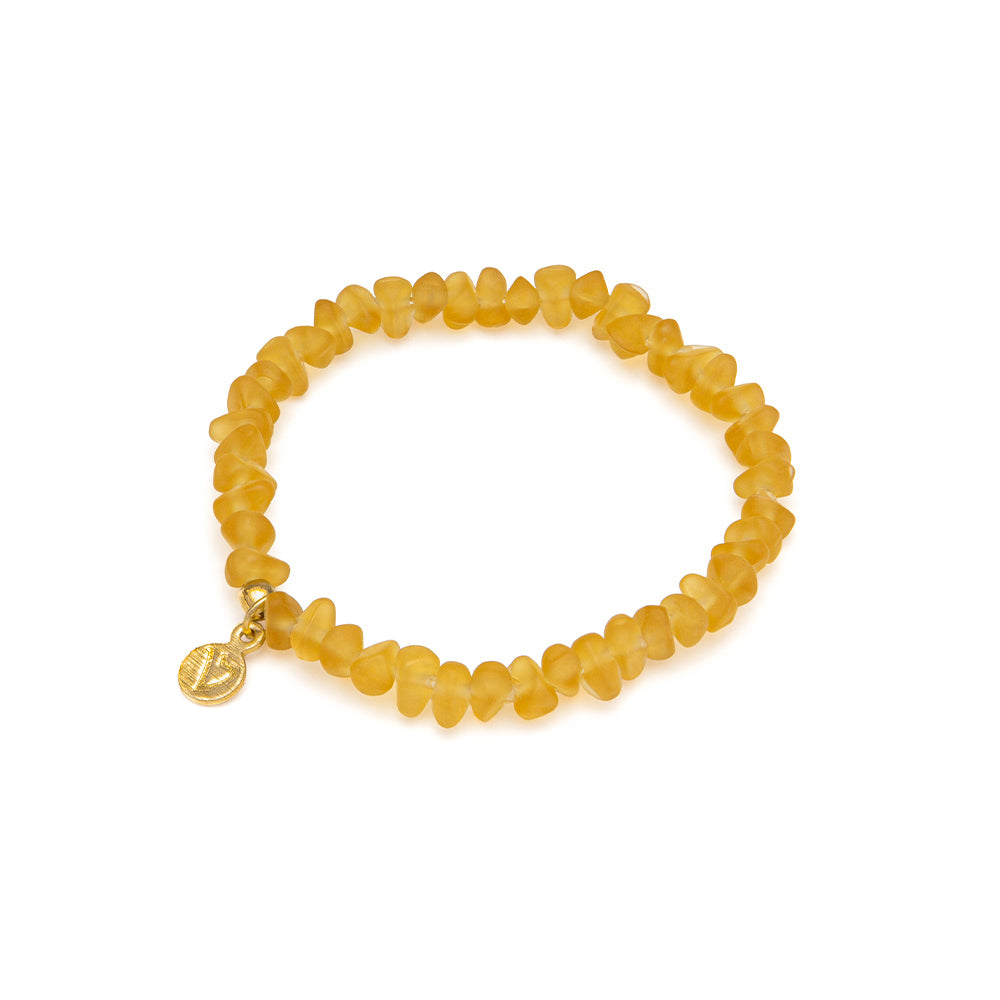 BRACCIALE ELASTICO PERLE IRREGOLARI - AMBRA CHIARO