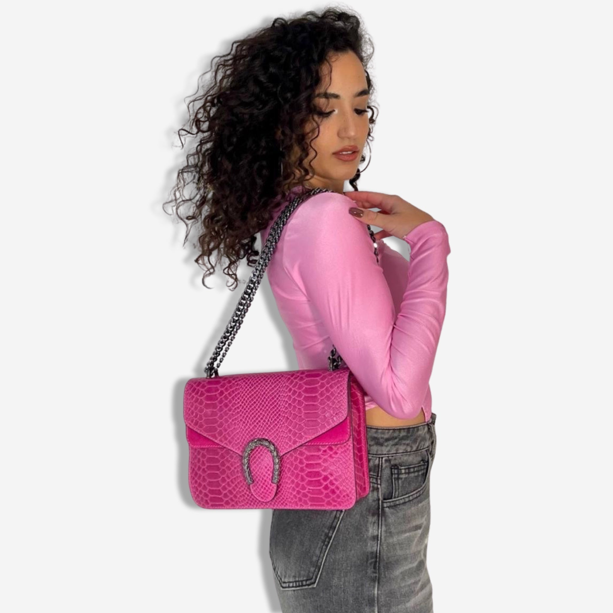 Borsa BABETTE in vera pelle - Fucsia