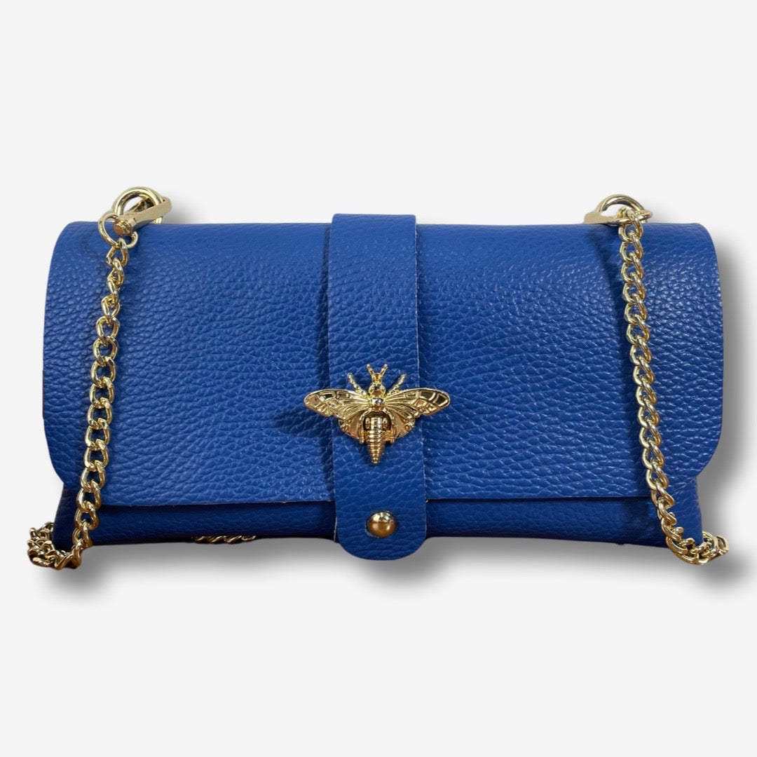 Mini Bag DAISY in vera pelle - Blu