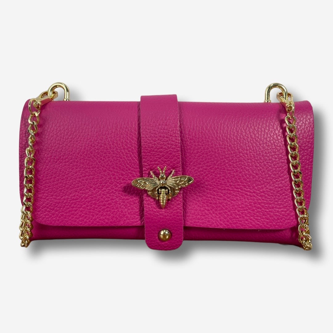 Mini Bag DAISY in vera pelle - Fucsia