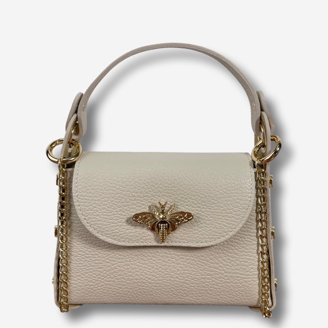 Mini Bag HORNET in vera pelle - Beige Chiaro