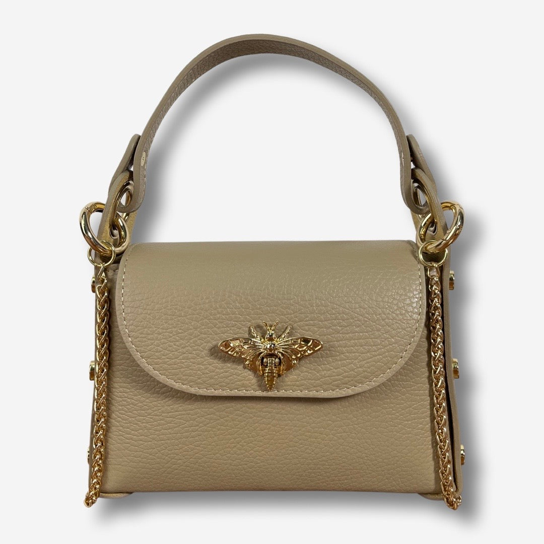 Mini Bag HORNET in vera pelle - Beige Scuro