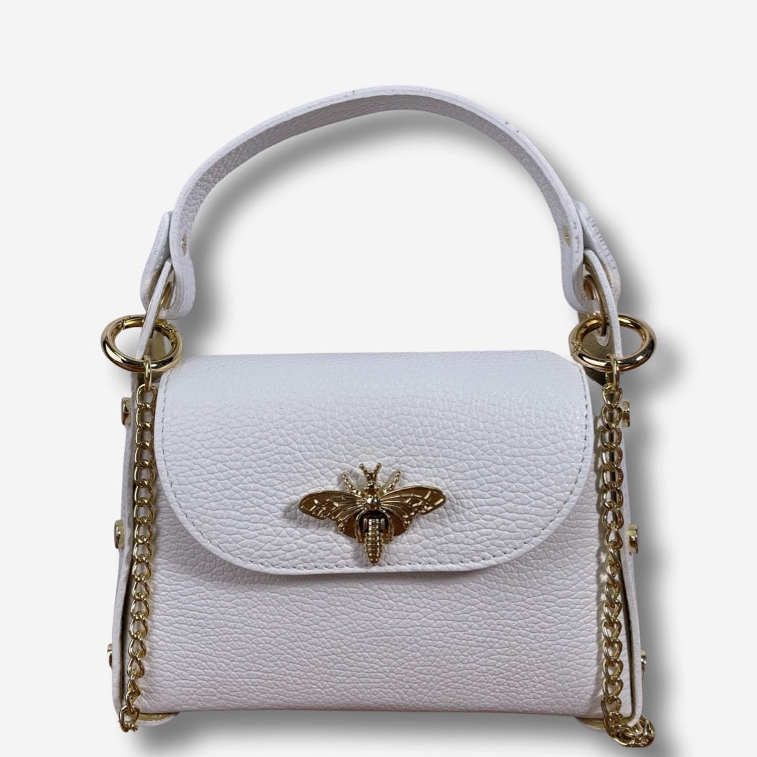 Mini Bag HORNET in vera pelle - Bianco