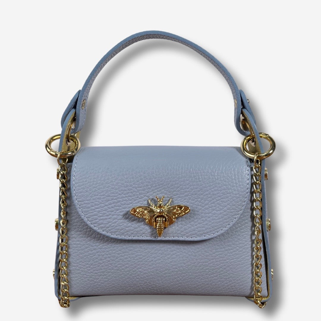 Mini Bag HORNET in vera pelle - Cielo