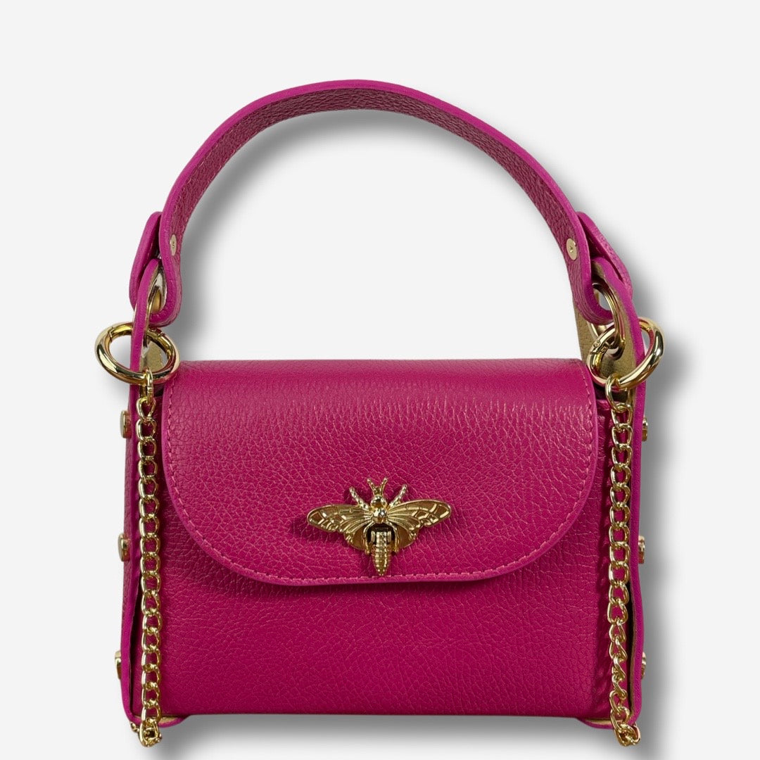 Mini Bag HORNET in vera pelle - Fucsia