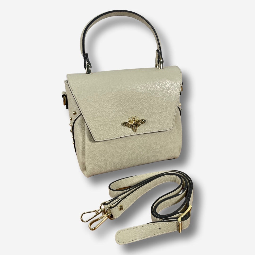 Borsa MEGAN in vera pelle - Beige Chiaro