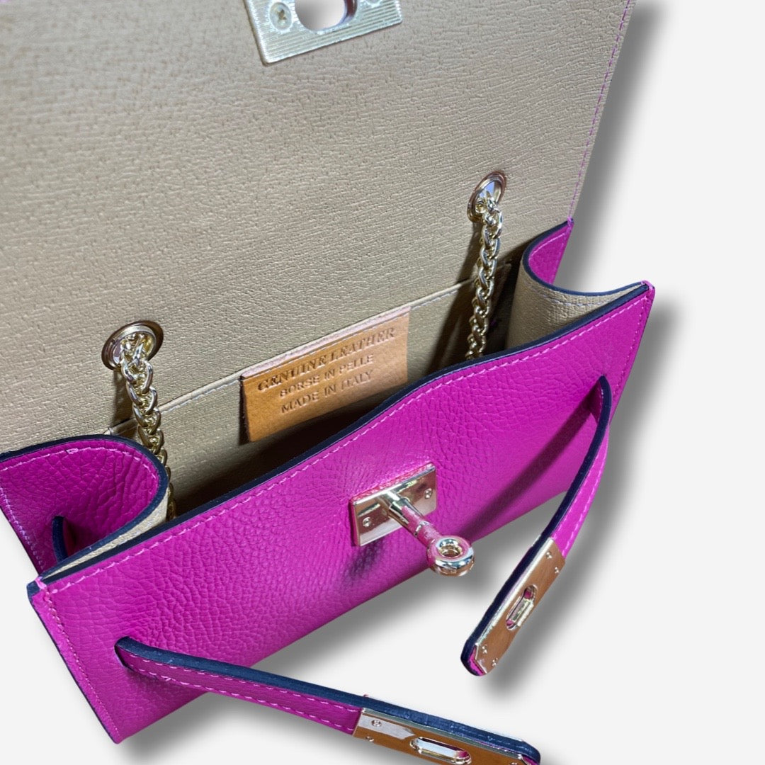 Borsa TIFFANY in vera pelle - Fucsia