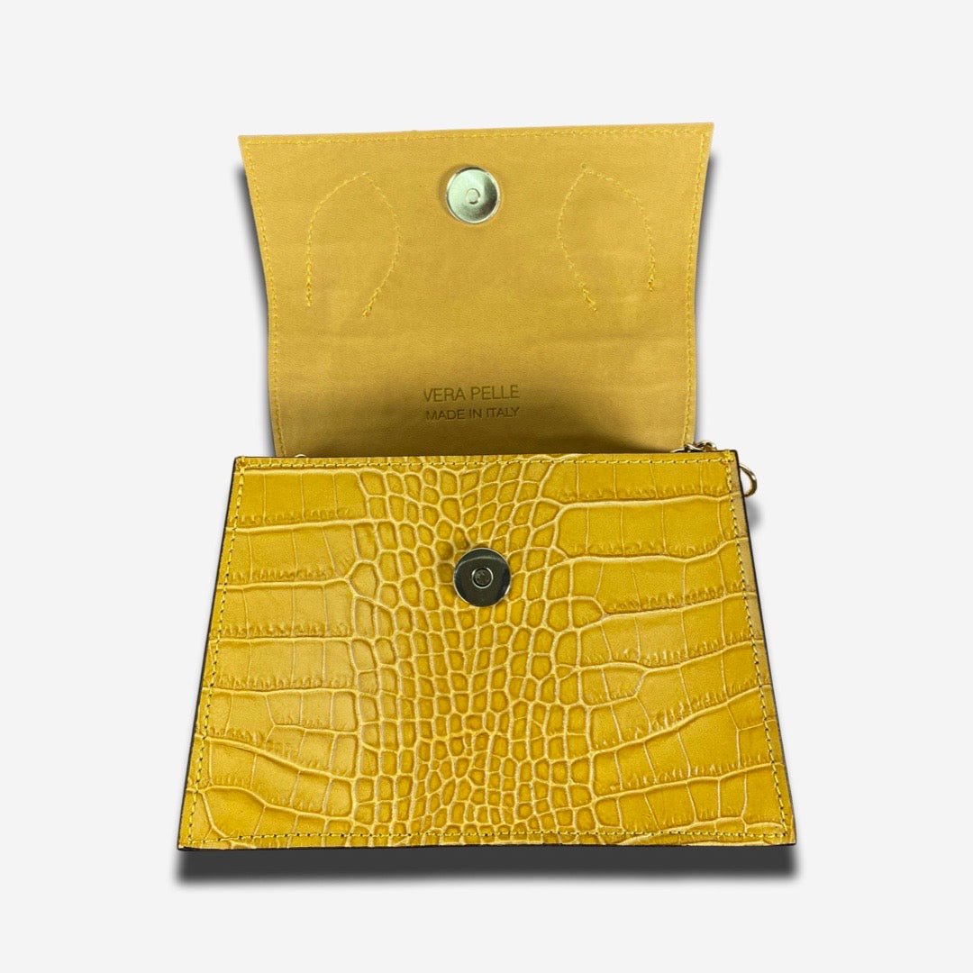 Mini Bag FLAP in vera pelle - Giallo - Rich Symbol