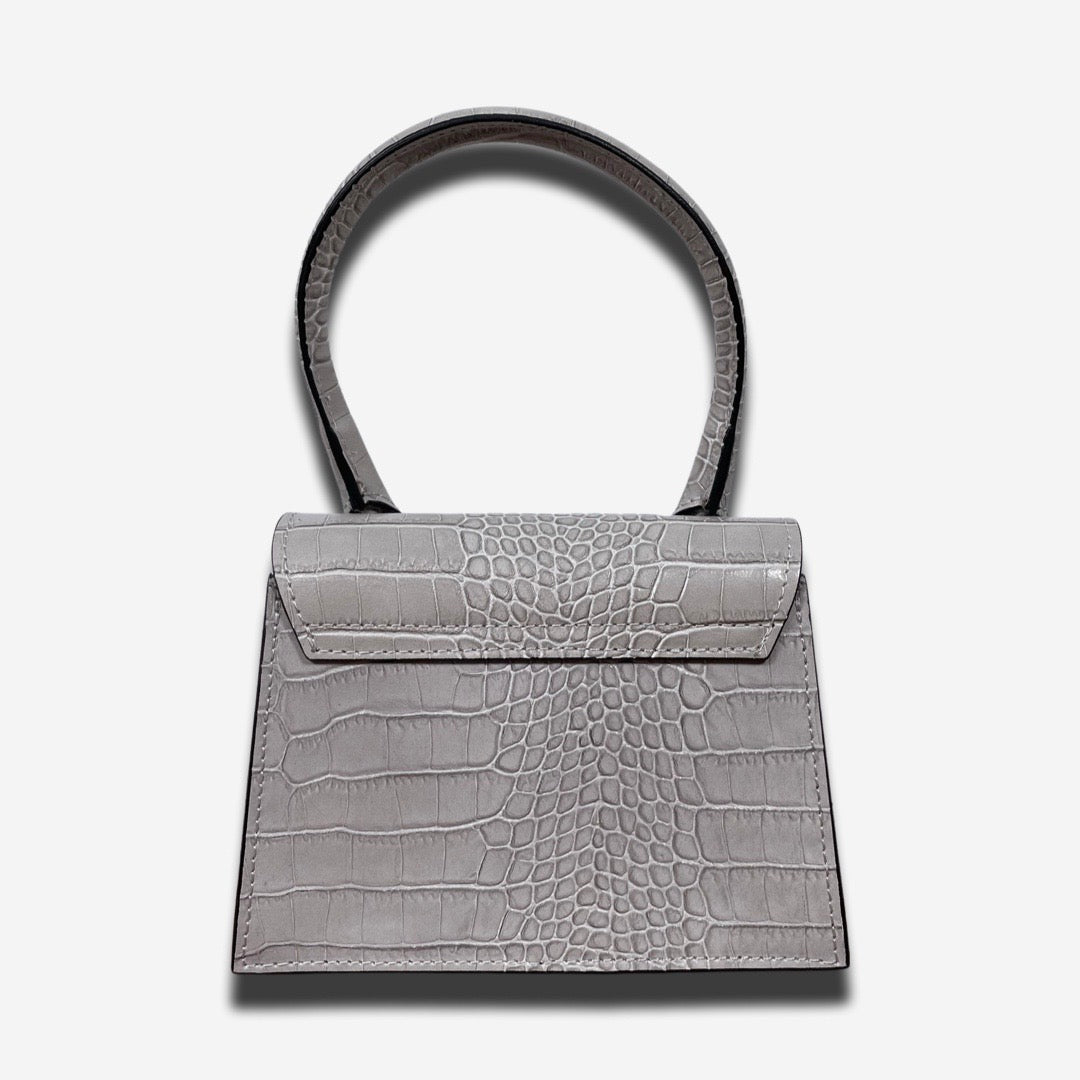 Mini Bag FLAP in vera pelle - Grigio Perla - Rich Symbol