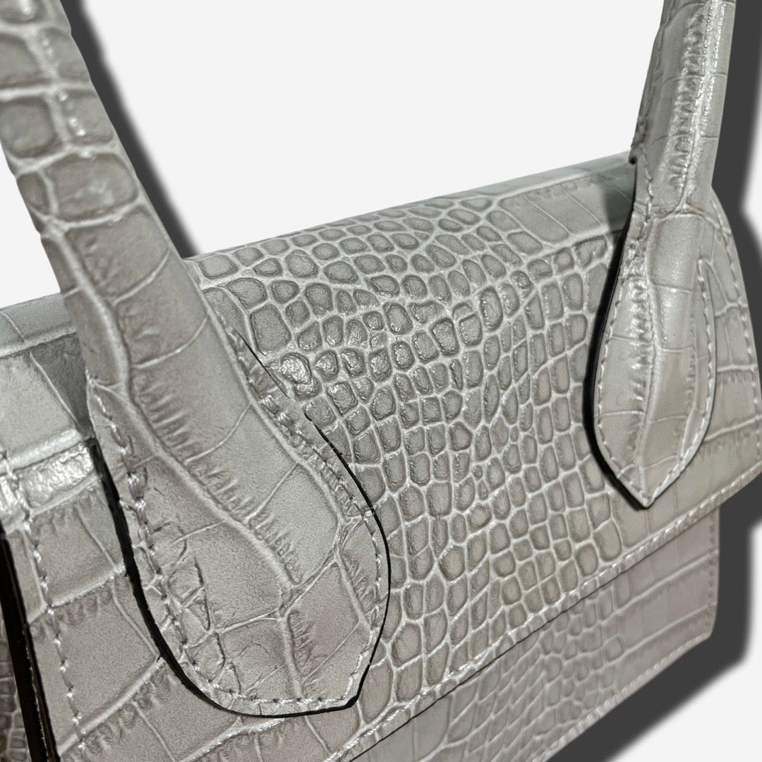 Mini Bag FLAP in vera pelle - Grigio Perla - Rich Symbol