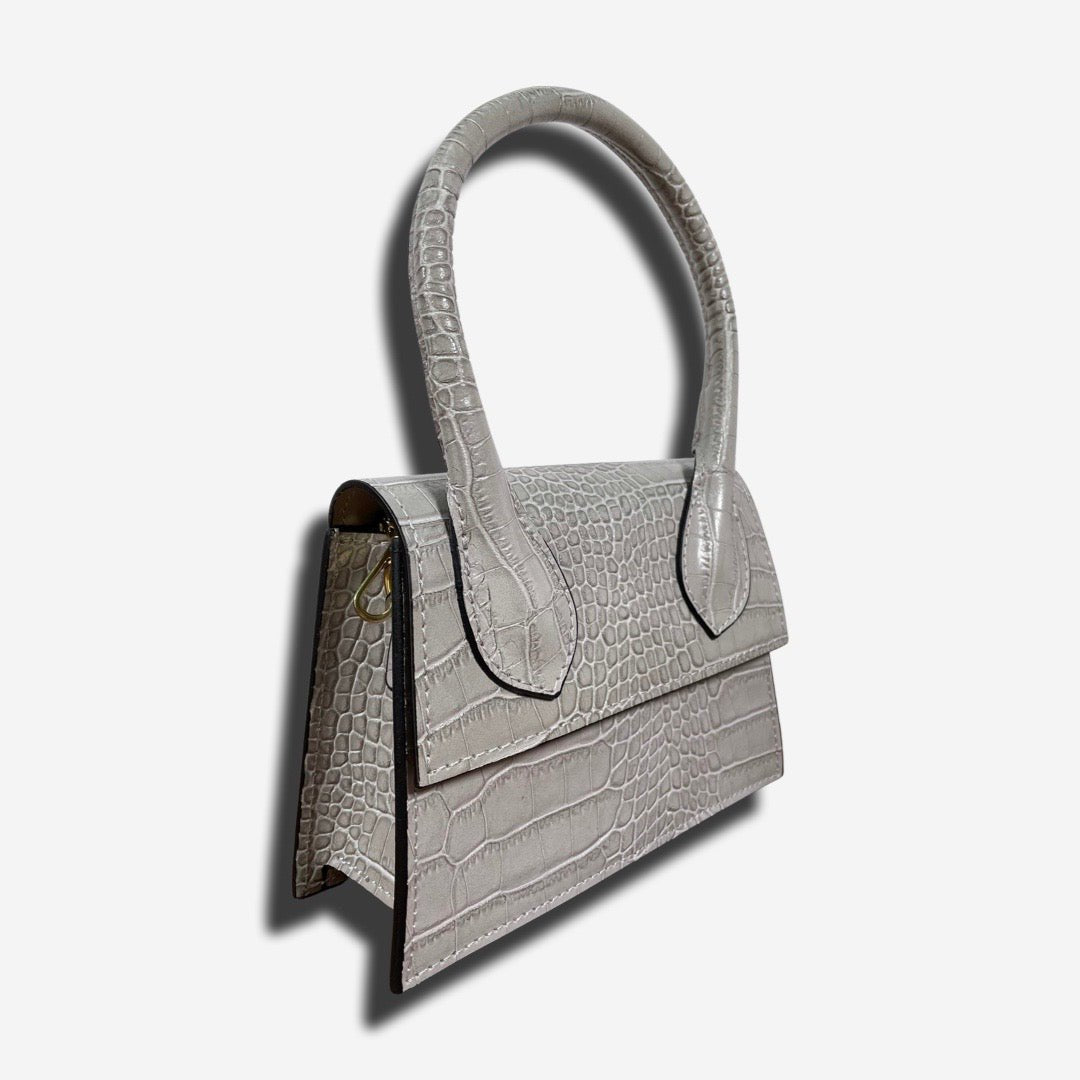 Mini Bag FLAP in vera pelle - Grigio Perla - Rich Symbol