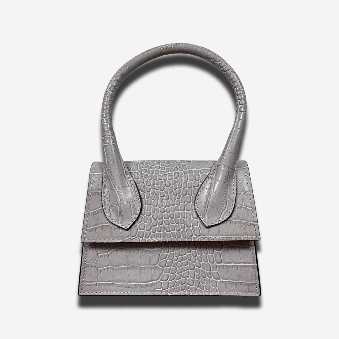 Mini Bag FLAP in vera pelle - Grigio Perla - Rich Symbol