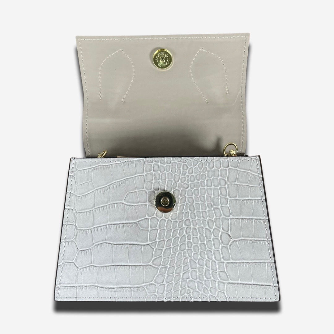 Mini Bag FLAP in vera pelle - Grigio Perla - Rich Symbol