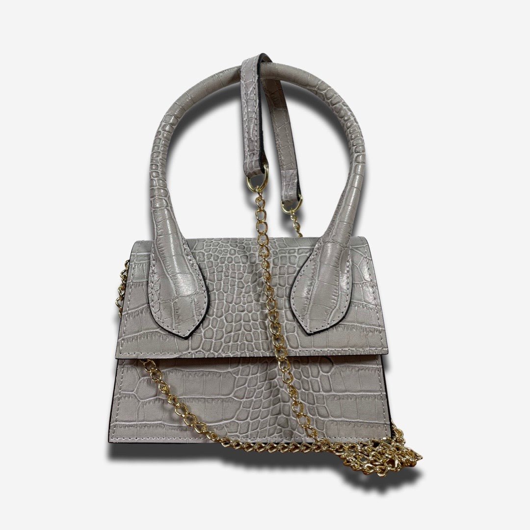 Mini Bag FLAP in vera pelle - Grigio Perla - Rich Symbol